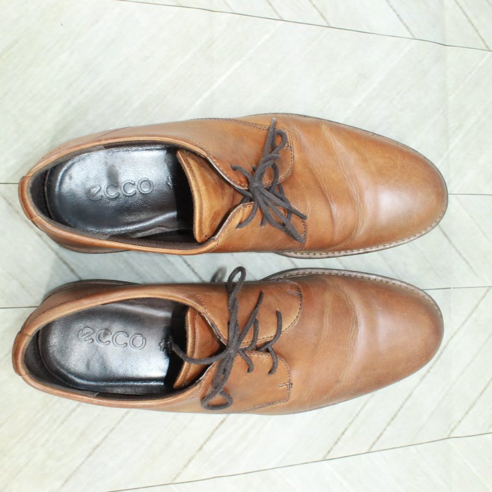 ECCO Brown Leather Comfortable Lace Up Dress Oxford Shoes Size 46 US 12.5 - Picture 7 of 9